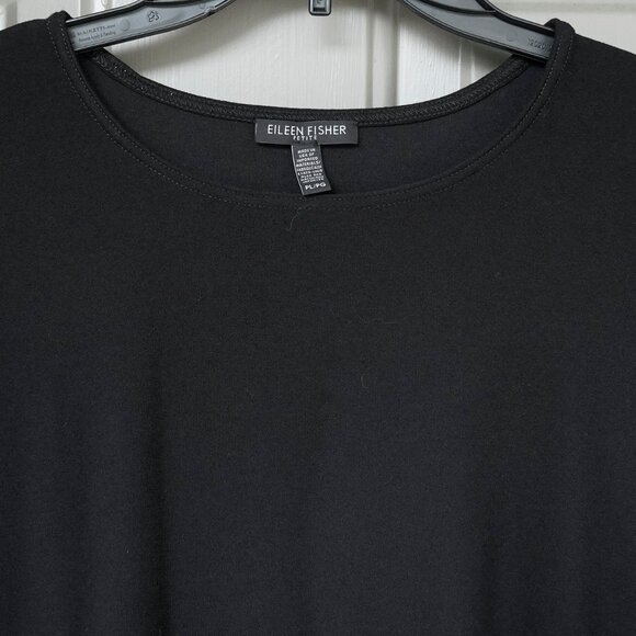 Eileen Fisher Black Stretch Tunic Top 3/4 Sleeve Goth Minimalist Viscose Tee - Picture 2 of 8